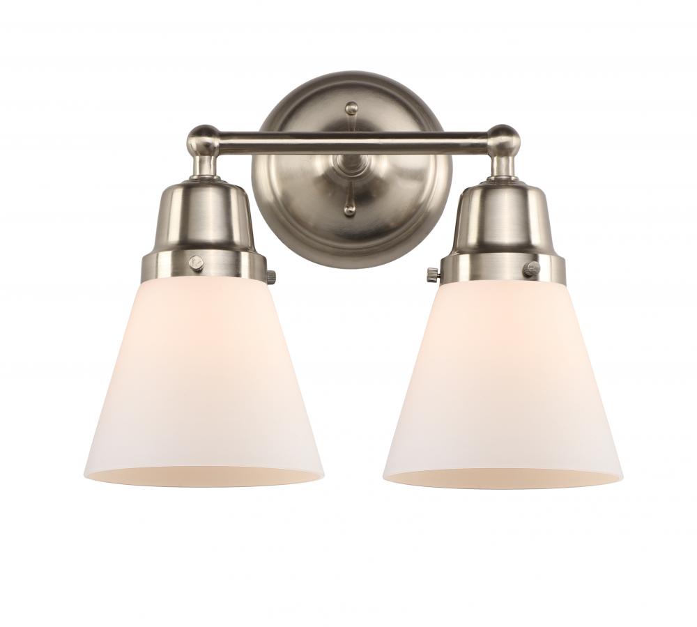 Cone - 2 Light - 14 inch - Brushed Satin Nickel - Bath Vanity Light