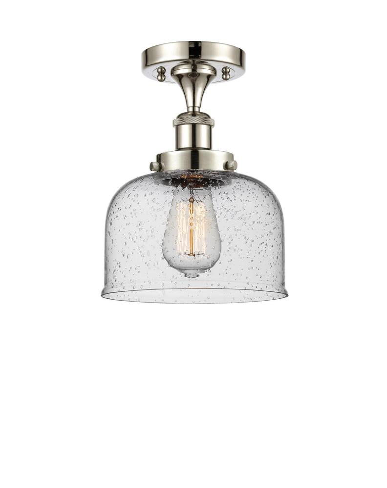 Bell - 1 Light - 8 inch - Polished Nickel - Semi-Flush Mount