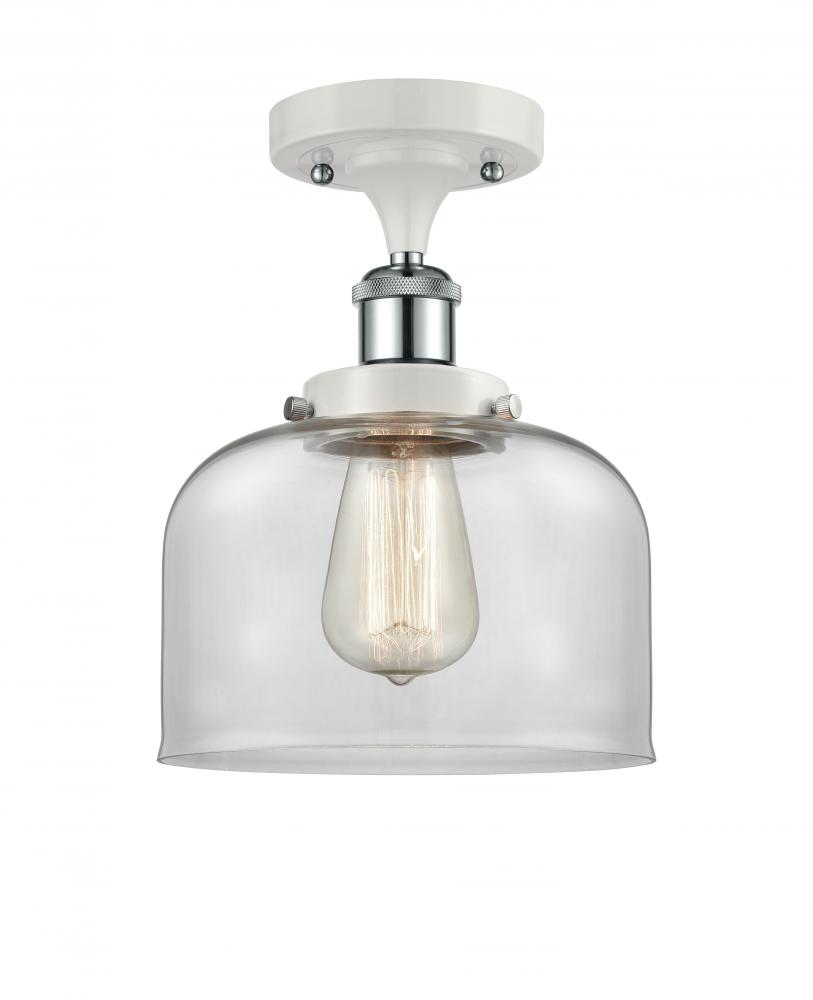 Bell - 1 Light - 8 inch - White Polished Chrome - Semi-Flush Mount