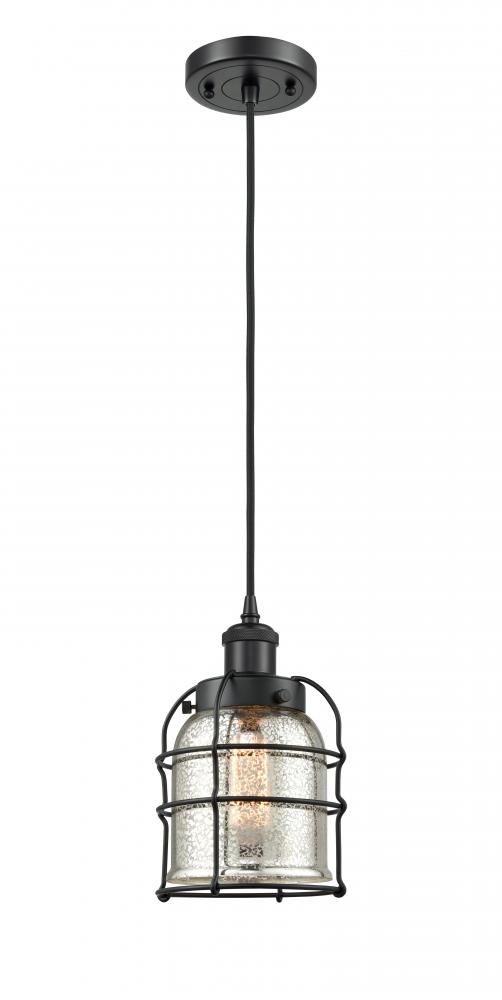 Bell Cage - 1 Light - 5 inch - Matte Black - Cord hung - Mini Pendant