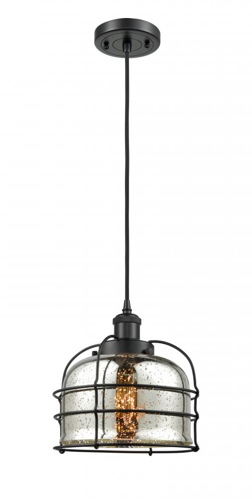 Bell Cage - 1 Light - 8 inch - Matte Black - Cord hung - Mini Pendant