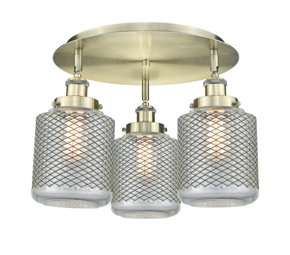 Edison - 3 Light - 18 inch - Antique Brass - Flush Mount