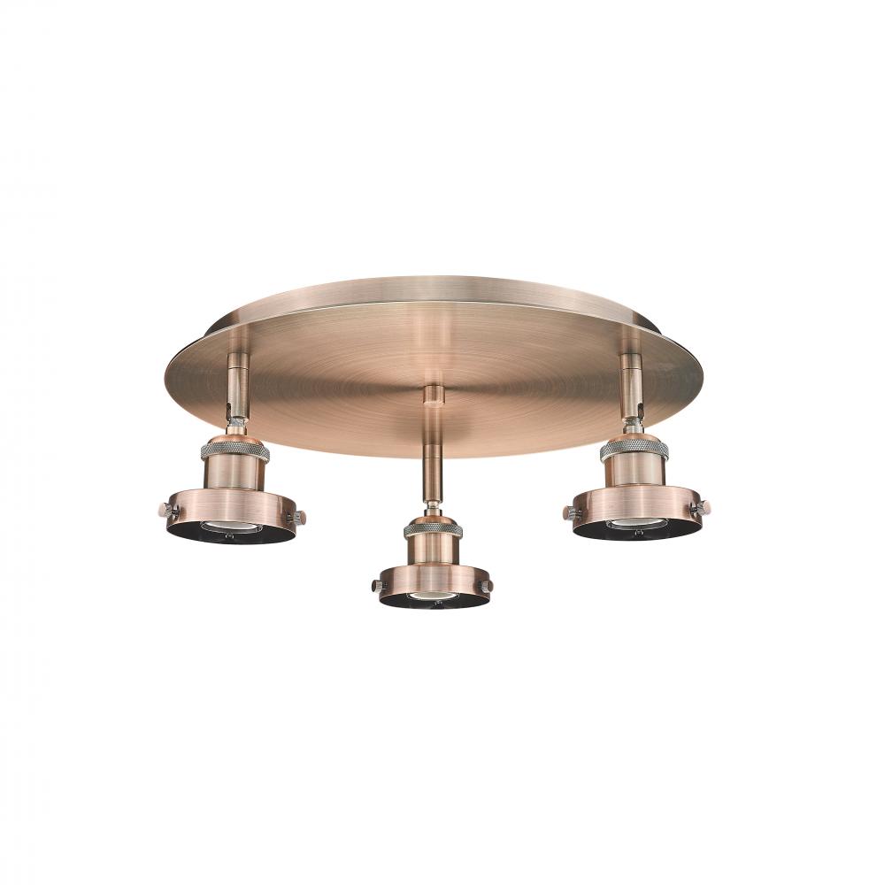 Ballston Urban - 3 Light - 15 inch - Antique Copper - Flush Mount