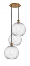 Innovations Lighting 113B-3P-BB-G1214-12 - Athens Twisted Swirl - 3 Light - 18 inch - Brushed Brass - Cord hung - Multi Pendant