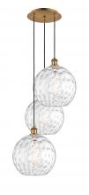 Innovations Lighting 113B-3P-BB-G1215-12 - Athens Water Glass - 3 Light - 19 inch - Brushed Brass - Cord hung - Multi Pendant