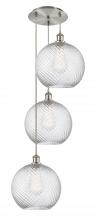 Innovations Lighting 113B-3P-SN-G1214-12 - Athens Twisted Swirl - 3 Light - 18 inch - Brushed Satin Nickel - Cord hung - Multi Pendant