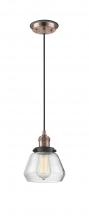 Innovations Lighting 201CBP-ACBK-G172 - Fulton - 1 Light - 7 inch - Antique Copper - Cord hung - Mini Pendant