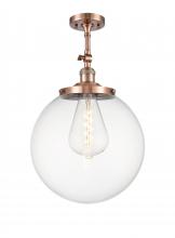 Innovations Lighting 201F-AC-G202-14 - Beacon - 1 Light - 14 inch - Antique Copper - Adjustable Semi-Flush Mount