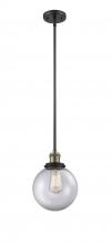 Innovations Lighting 201S-BAB-G202-8 - Beacon - 1 Light - 8 inch - Black Antique Brass - Stem Hung - Mini Pendant