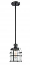 Innovations Lighting 201S-BK-G52-CE - Bell Cage - 1 Light - 6 inch - Matte Black - Stem Hung - Mini Pendant