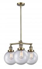 Innovations Lighting 207-AB-G202-8 - Beacon - 3 Light - 22 inch - Antique Brass - Stem Hung - Chandelier