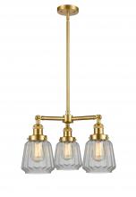 Innovations Lighting 207-SG-G142 - Chatham - 3 Light - 24 inch - Satin Gold - Stem Hung - Chandelier