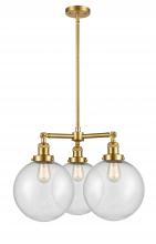 Innovations Lighting 207-SG-G204-10 - Beacon - 3 Light - 24 inch - Satin Gold - Stem Hung - Chandelier