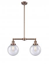 Innovations Lighting 209-AC-G204-8 - Beacon - 2 Light - 25 inch - Antique Copper - Stem Hung - Island Light