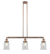Innovations Lighting 213-AC-G184 - Canton - 3 Light - 39 inch - Antique Copper - Stem Hung - Adjustable Island Light