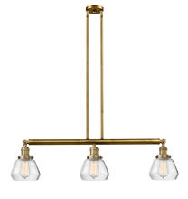 Innovations Lighting 213-BB-G172 - Fulton - 3 Light - 39 inch - Brushed Brass - Stem Hung - Adjustable Island Light