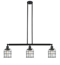 Innovations Lighting 213-BK-G52-CE - Bell Cage - 3 Light - 39 inch - Matte Black - Stem Hung - Island Light