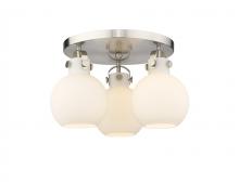 Innovations Lighting 410-3F-SN-G410-7WH - Newton Sphere - 3 Light - 18 inch - Satin Nickel - Flush Mount