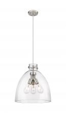 Innovations Lighting 410-3PL-SN-G412-16CL - Newton Bell - 3 Light - 16 inch - Satin Nickel - Cord hung - Pendant