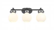 Innovations Lighting 410-3W-BK-G410-7WH - Newton Sphere - 3 Light - 27 inch - Matte Black - Bath Vanity Light