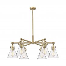 Innovations Lighting 410-6CR-BB-G411-7CL - Newton Cone - 6 Light - 26 inch - Brushed Brass - Chandelier