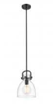 Innovations Lighting 412-1S-BK-8CL - Newton Bell - 1 Light - 8 inch - Matte Black - Stem hung - Mini Pendant