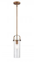 Innovations Lighting 423-1S-BB-G423-12SDY - Pilaster II Cylinder - 1 Light - 12 inch Long Glass - Brushed Brass - Pendant