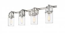 Innovations Lighting 423-4W-SN-G423-7CL - Pilaster II Cylinder - 4 Light - 35 inch - Satin Nickel - Bath Vanity Light