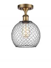 Innovations Lighting 516-1C-BB-G122-8CBK - Farmhouse Chicken Wire - 1 Light - 8 inch - Brushed Brass - Semi-Flush Mount