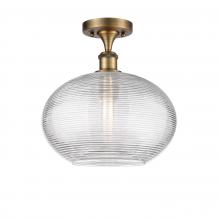 Innovations Lighting 516-1C-BB-G555-12CL - Ithaca - 1 Light - 12 inch - Brushed Brass - Semi-Flush Mount