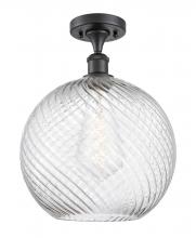 Innovations Lighting 516-1C-BK-G1214-12 - Athens Twisted Swirl - 1 Light - 12 inch - Matte Black - Semi-Flush Mount