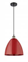 Innovations Lighting 516-1P-BAB-MBD-12-RD - Plymouth - 1 Light - 12 inch - Black Antique Brass - Cord hung - Mini Pendant