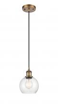 Innovations Lighting 516-1P-BB-G124-6 - Athens - 1 Light - 6 inch - Brushed Brass - Cord hung - Mini Pendant