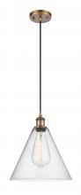 Innovations Lighting 516-1P-BB-GBC-124 - Berkshire - 1 Light - 12 inch - Brushed Brass - Cord hung - Mini Pendant