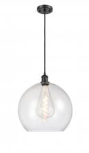 Innovations Lighting 516-1P-BK-G124-14 - Athens - 1 Light - 14 inch - Matte Black - Cord hung - Pendant