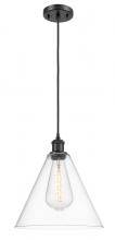 Innovations Lighting 516-1P-BK-GBC-122 - Berkshire - 1 Light - 12 inch - Matte Black - Cord hung - Mini Pendant