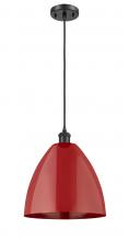 Innovations Lighting 516-1P-BK-MBD-12-RD - Plymouth - 1 Light - 12 inch - Matte Black - Cord hung - Mini Pendant