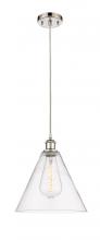 Innovations Lighting 516-1P-PN-GBC-122 - Berkshire - 1 Light - 12 inch - Polished Nickel - Cord hung - Mini Pendant