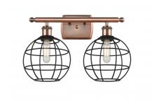 Innovations Lighting 516-2W-AC-CE-8-BK - Lake Placid - 2 Light - 18 inch - Antique Copper - Bath Vanity Light