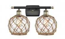 Innovations Lighting 516-2W-BAB-G122-8RB - Farmhouse Rope - 2 Light - 18 inch - Black Antique Brass - Bath Vanity Light