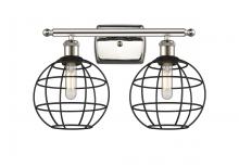 Innovations Lighting 516-2W-PN-CE-8-BK - Lake Placid - 2 Light - 18 inch - Polished Nickel - Bath Vanity Light