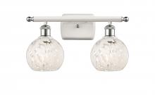 Innovations Lighting 516-2W-WPC-G1216-6WM - White Mouchette - 2 Light - 16 inch - White Polished Chrome - Bath Vanity Light