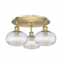 Innovations Lighting 516-3C-BB-G555-8CL - Ithaca - 3 Light - 20 inch - Brushed Brass - Flush Mount