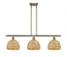 Innovations Lighting 516-3I-SG-RBD-8-NAT - Woven Rattan - 3 Light - 36 inch - Satin Gold - Multi Pendant