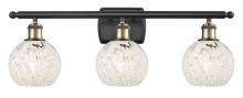 Innovations Lighting 516-3W-BAB-G1216-6WM - White Mouchette - 3 Light - 26 inch - Black Antique Brass - Bath Vanity Light