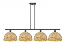 Innovations Lighting 516-4I-OB-RBD-12-NAT - Woven Rattan - 4 Light - 50 inch - Oil Rubbed Bronze - Multi Pendant