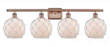 Innovations Lighting 516-4W-AC-G121-8RW - Farmhouse Rope - 4 Light - 38 inch - Antique Copper - Bath Vanity Light