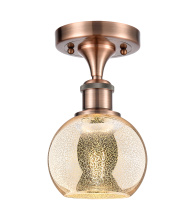 Innovations Lighting 616-1F-AC-G128-6 - Athens - 1 Light - 6 inch - Antique Copper - Semi-Flush Mount