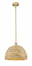 Innovations Lighting 616-1S-BB-RBD-16-NAT - Woven Rattan - 1 Light - 16 inch - Brushed Brass - Stem hung - Mini Pendant
