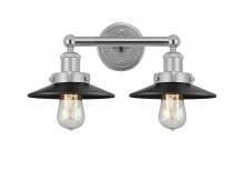 Innovations Lighting 616-2W-PC-M6-BK - Railroad - 2 Light - 17 inch - Polished Chrome - Bath Vanity Light